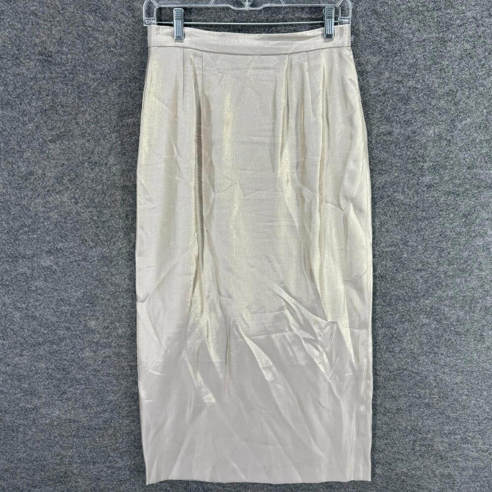 Alex Evenings Skirt Women M Medium Beige Maxi Long Zipper Lined Mid Rise Rayon